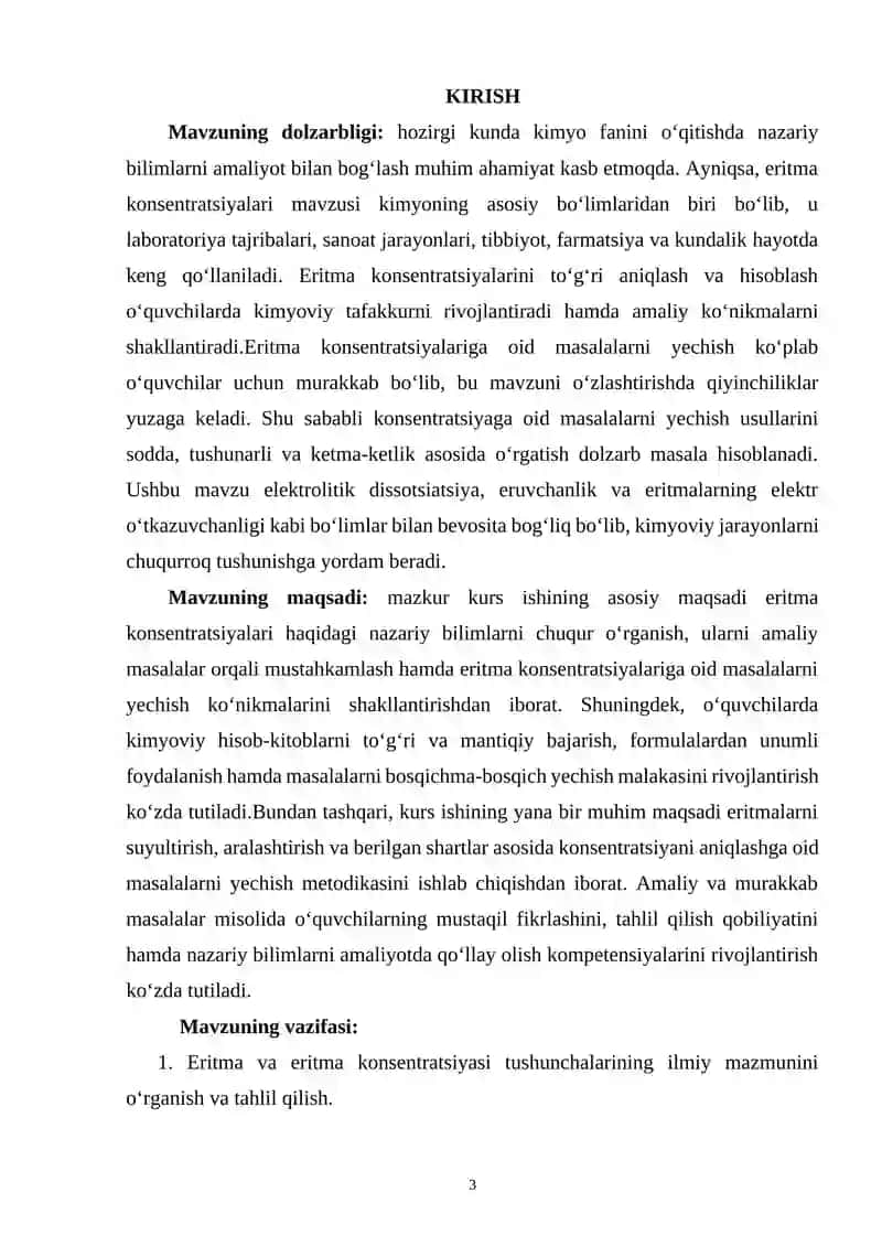 Eritma konsentratsiyalari bilan bog‘liq masalalarni yechish 3