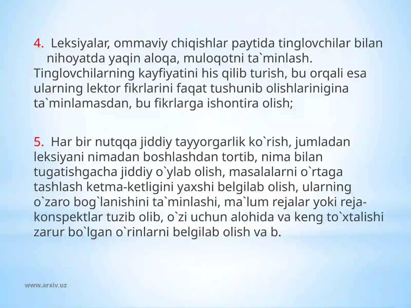 Ommaviy nutq tayyorlash qoidalari 3