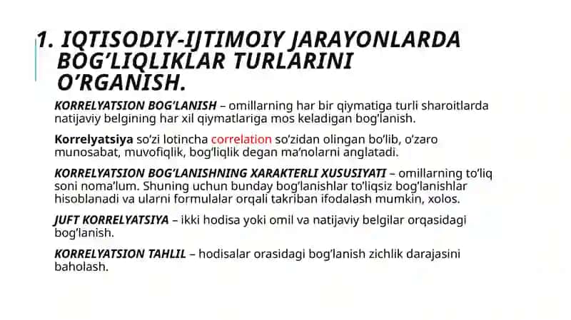 Korrelyatsion va regression tahlil usullari 3
