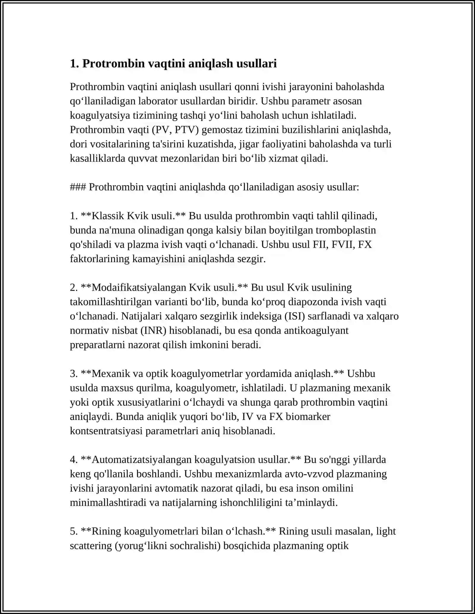 PROTROMBIN VAQTINI QON IVISH VAQTIDAGI AHAMIYATI, ANIQLASH USULLARI 3