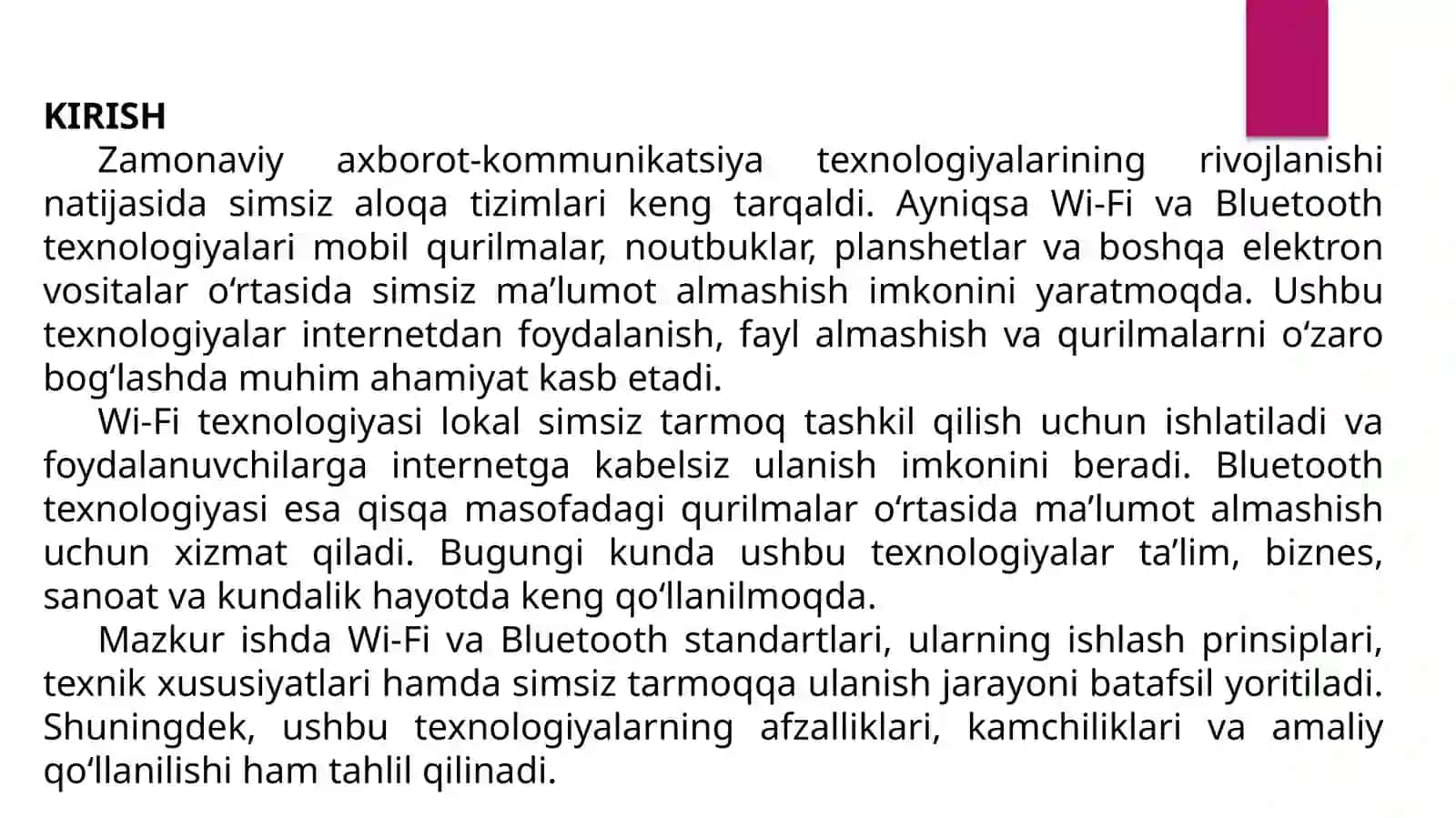 Wi-Fi va Bluetooth texnologiyalari. 3