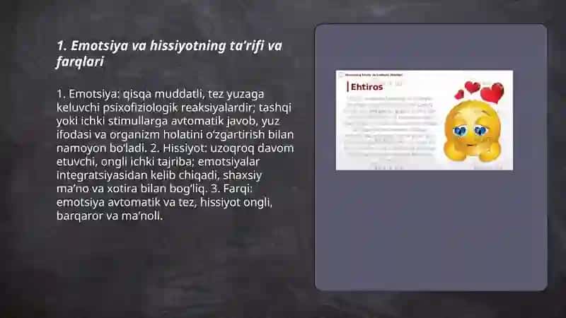 Shaxs hissiy-emotsional sohasi. Emotsiya va hissiyot 3