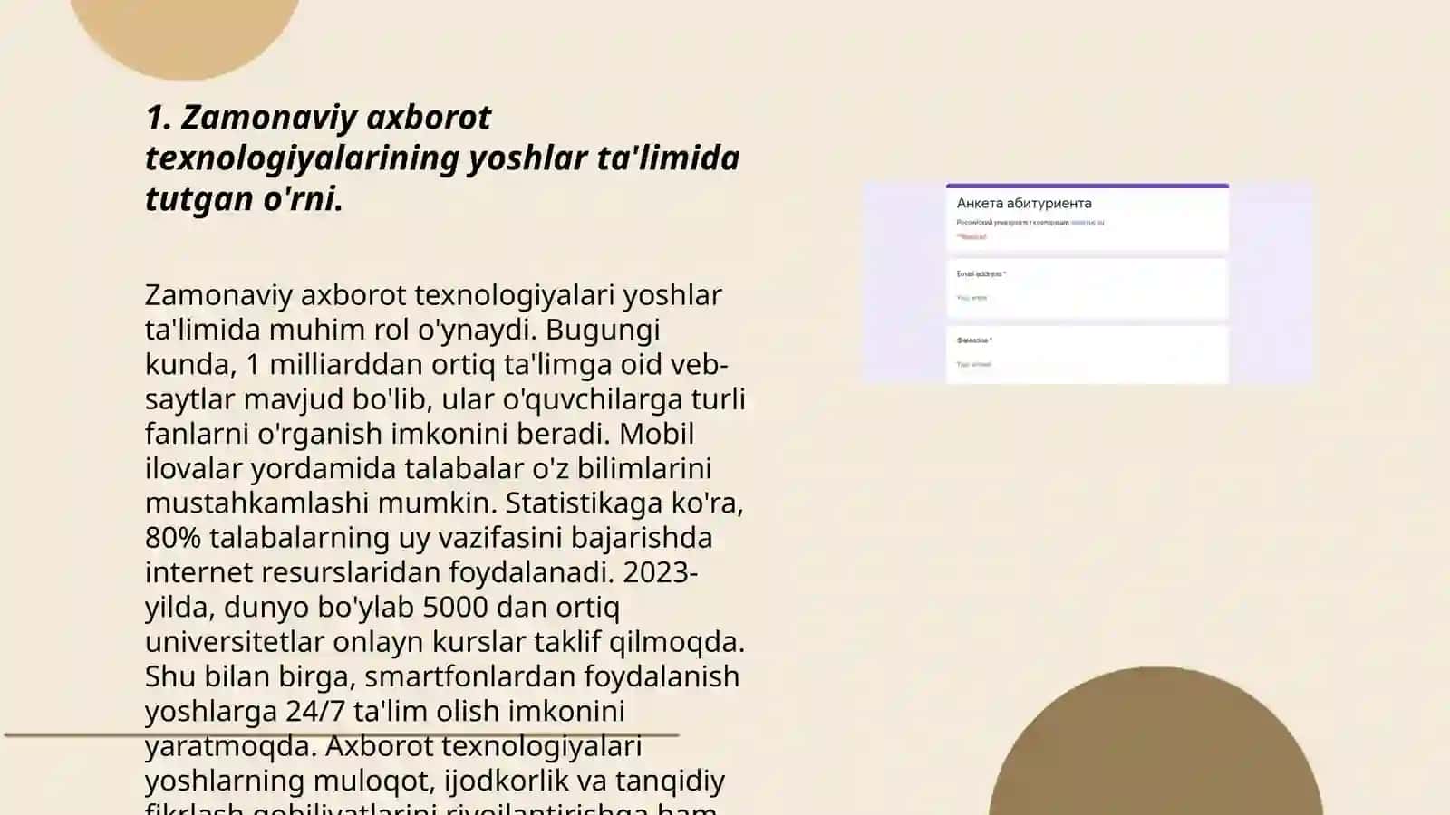 Yoshlar ta'lim - tarbiyasida zamonaviy axborot texnologiyalarining o'rni va ahamiyati 3