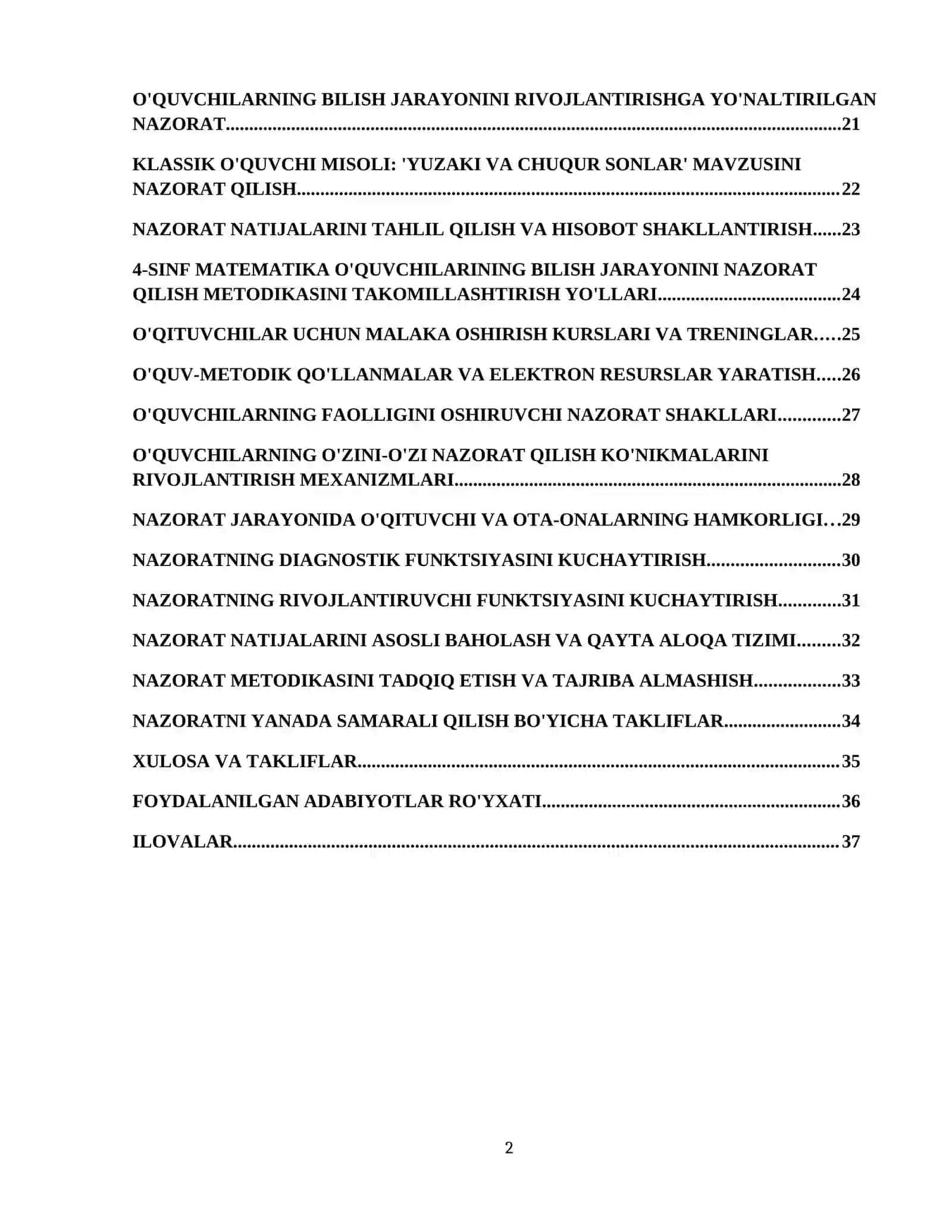 4-sinfda matematikadan oʻquvchilarni oʻquv bilish jarayonini nazorat qilish metodikasi 3