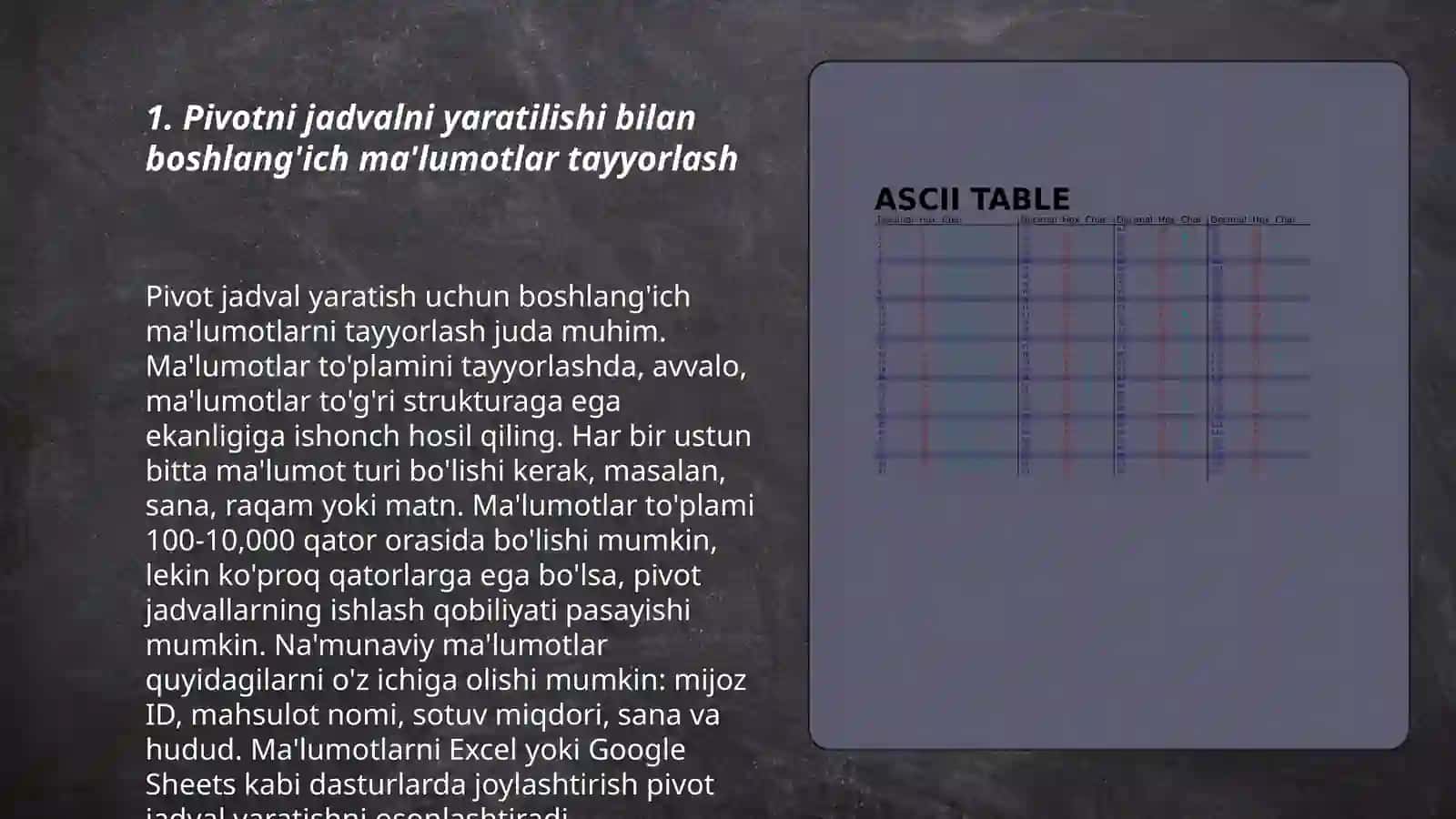 Pivot jadvalini yaratish va taxrirlash 3