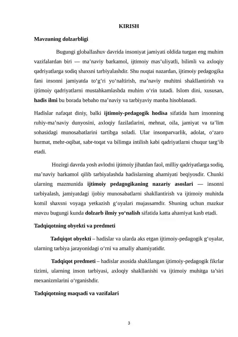 Hadislarda ijtimoiy pedagogik fikrlarning yoritilishi 3