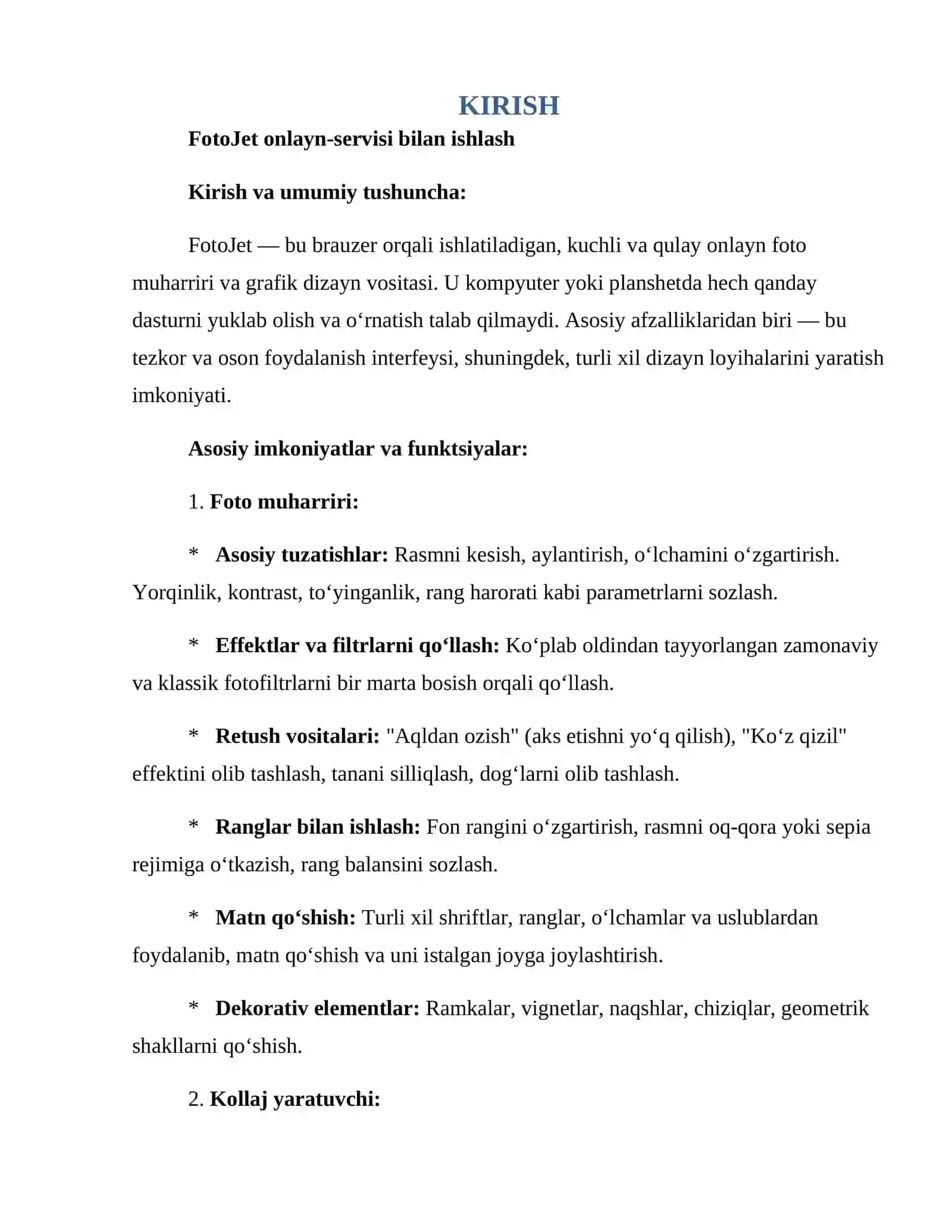 FotoJet onlayn-servisi bilan ishlash 3
