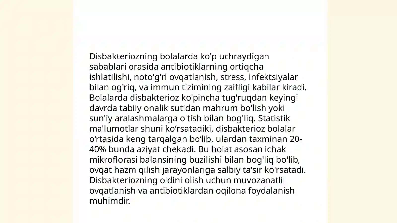 Bolalarda Disbakterioz Kechish Xususiyatlari 3
