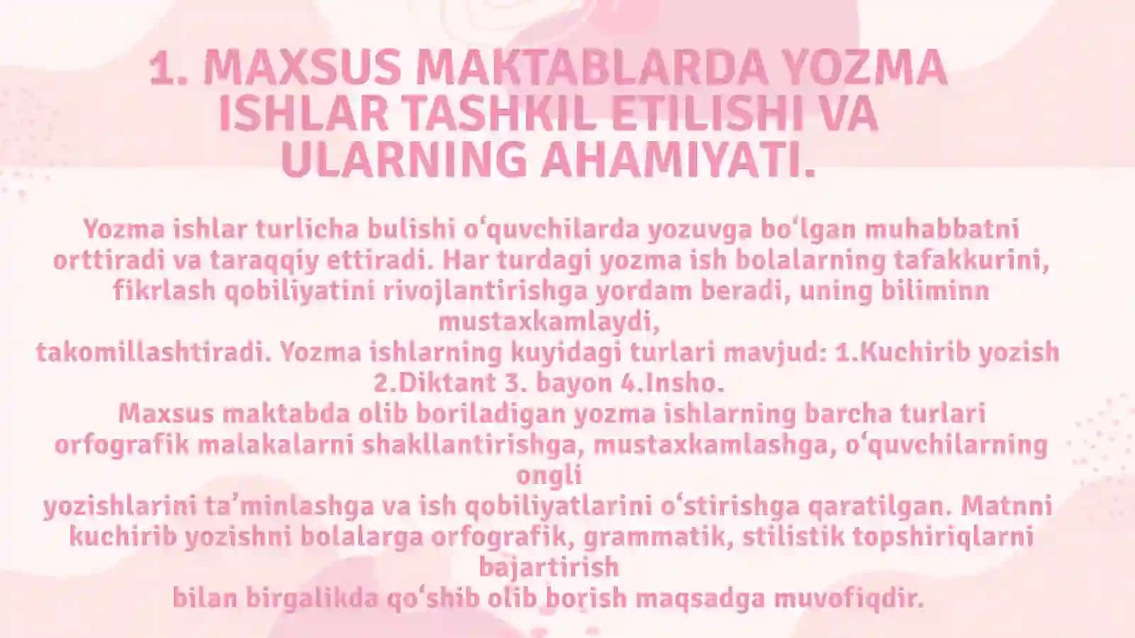 MAXSUS MAKTABDA YOZMA ISHLAR VA ULARNI O'TKAZISH METODIKASI 3