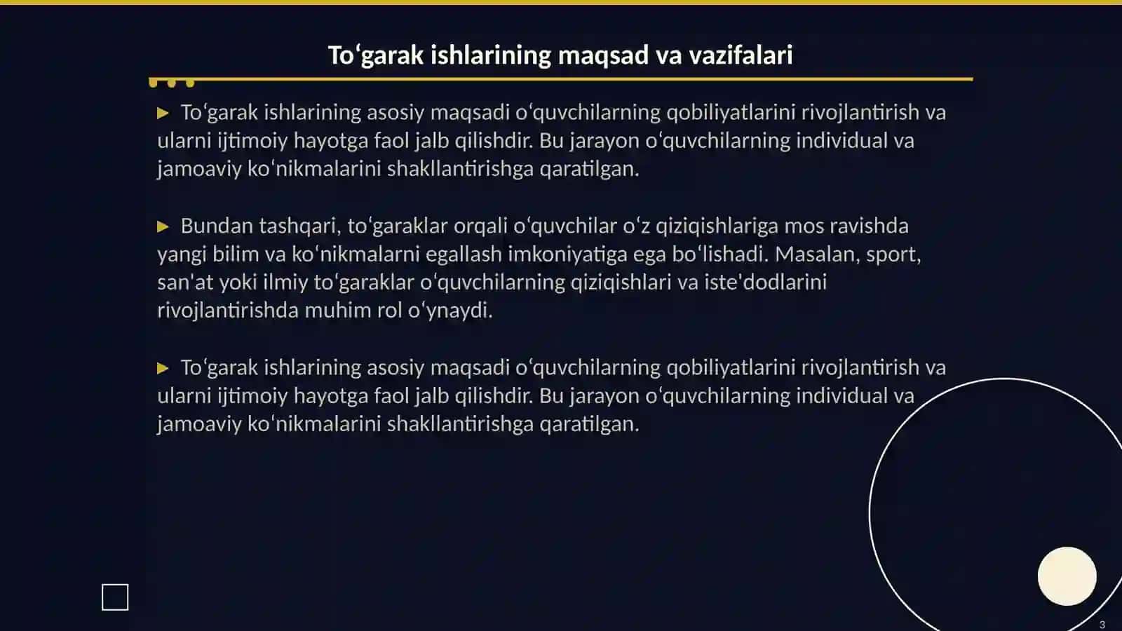 To‘garak ishlarini tashkil qilishda o‘quv reja va dasturlar 3
