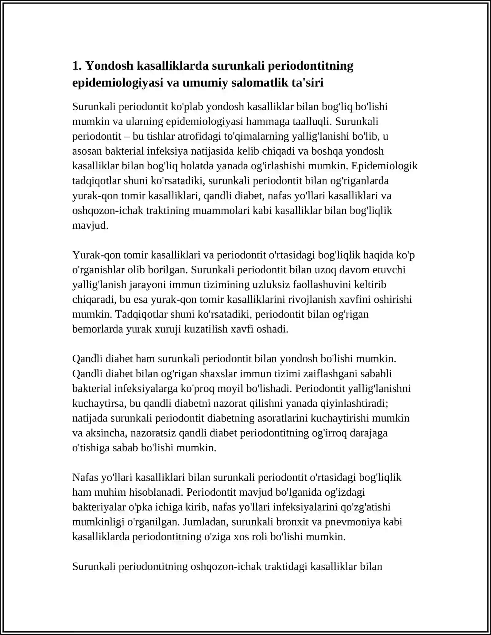 YONDOSH KASALLIKLARIDA SURUNKALI PERIODONTITLARNI DAVOLASHNING O'ZIGA XOS TAKTIKASI 3