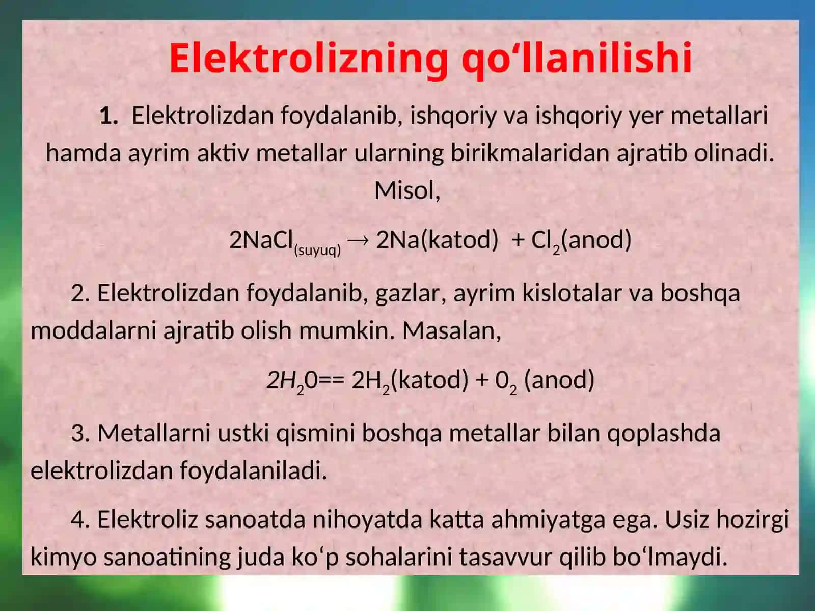 Elektroliz jarayonlari 3