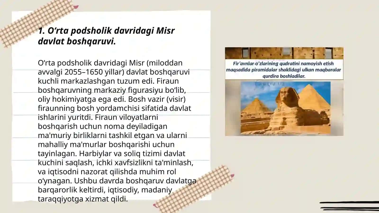Oʻrta, yangi va soʻngi podsholik davrida Misr 3