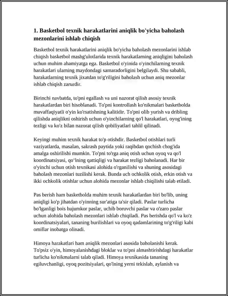 BASKETBOL MASHG'ULOTLARIDA TEXNIK HARAKATLAR ANIQLIGINI BAHOLASH 3