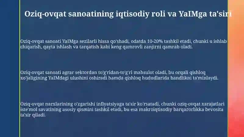Oziq ovqat sanoatining milliy iqtisodiyoti va makroiqtisodiyoti 3