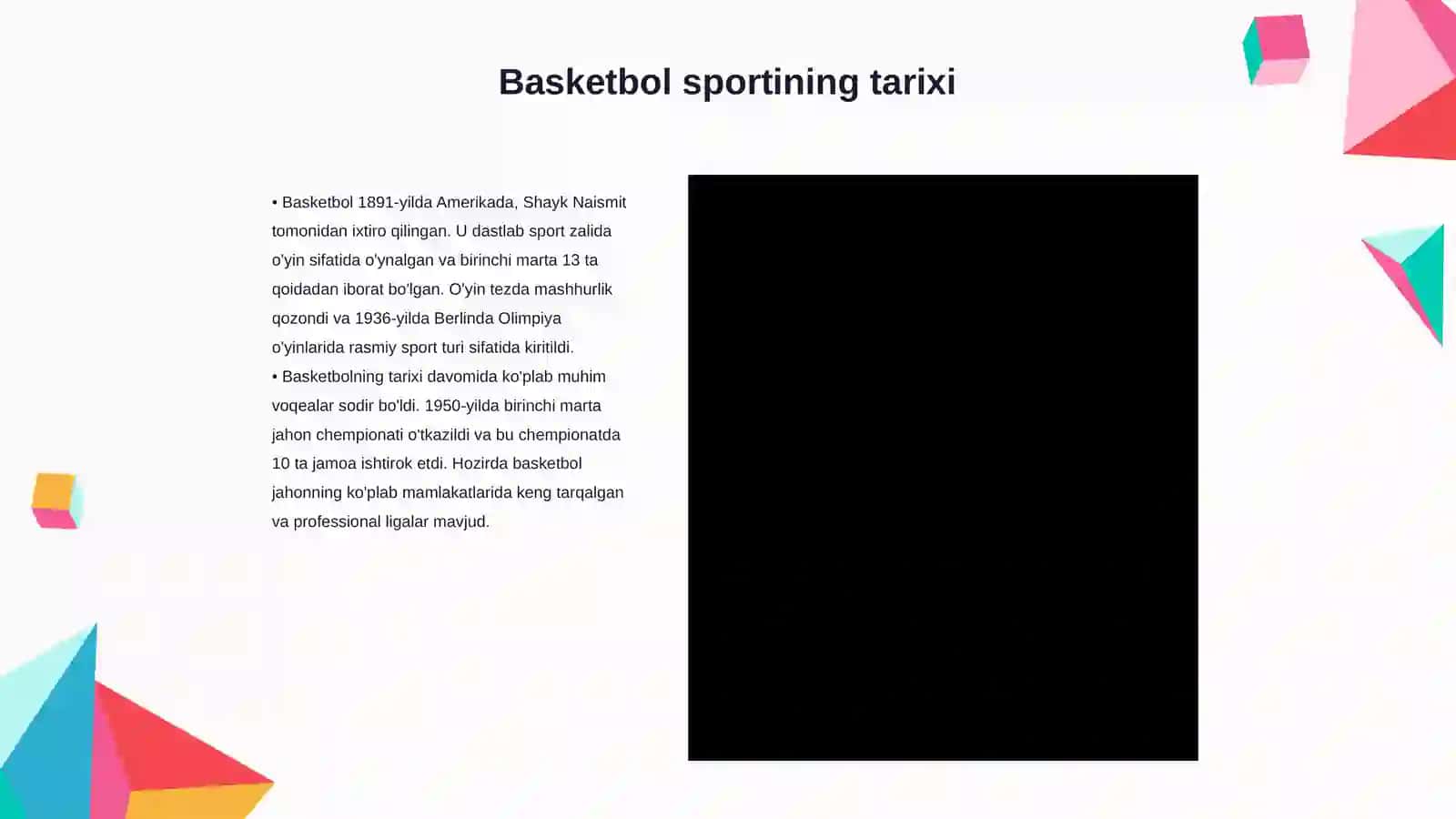 Basketball sport turi bõyicha prezentatsiya tayyorlash 3