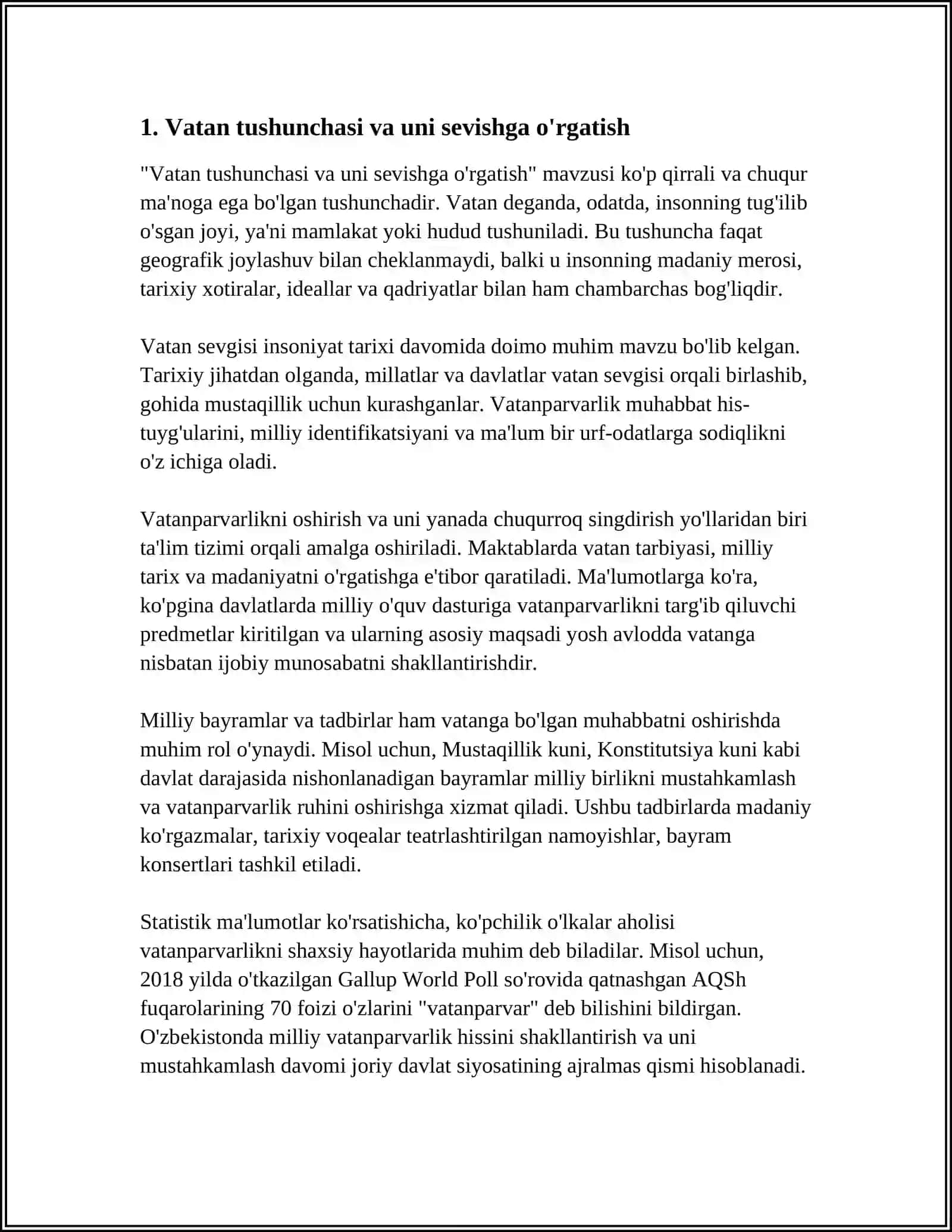 FUQOROLIK TARBIYASI. VATANPARVARLIK TARBIYASI 3