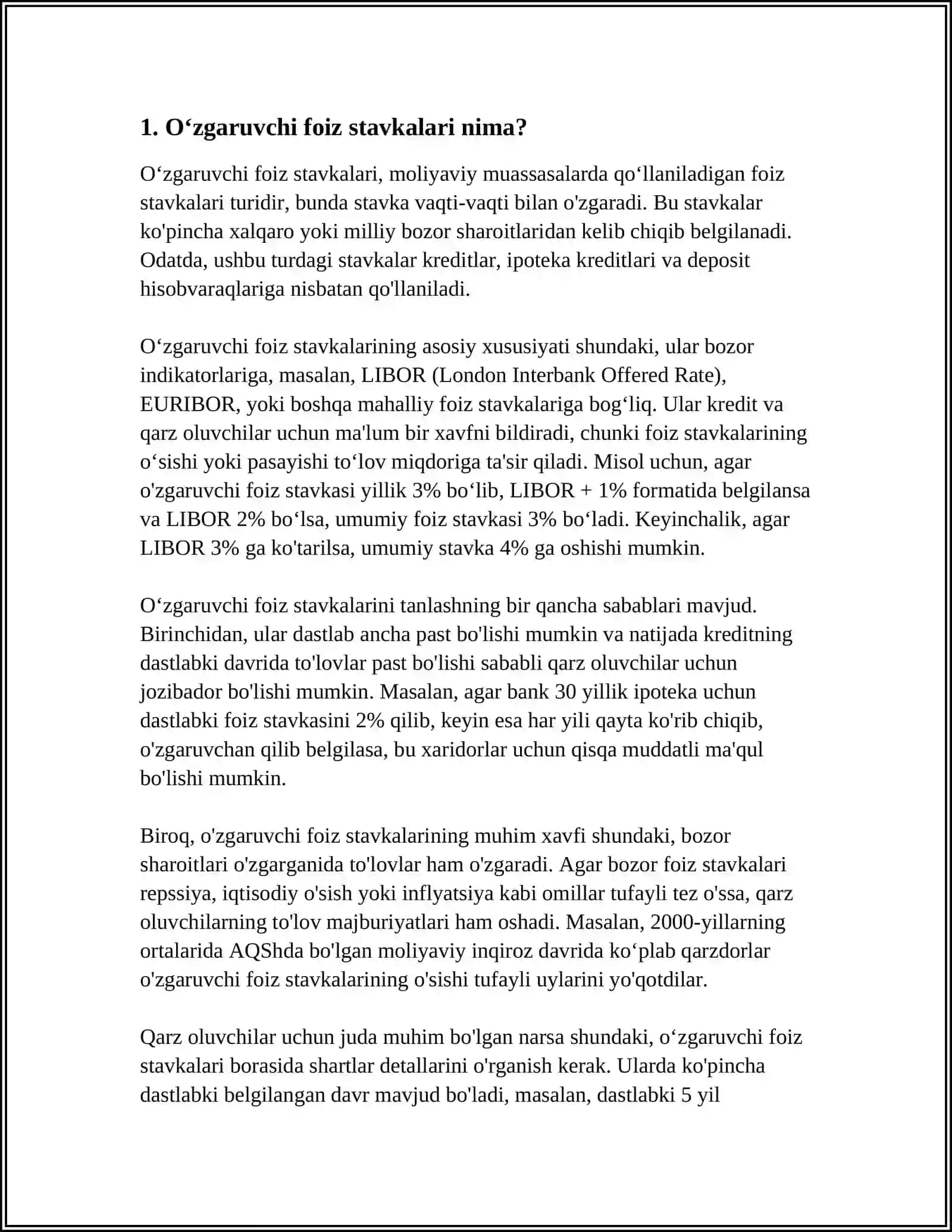 OʻZGARUVCHI FOIZLARDA JAMGʻARISH 3