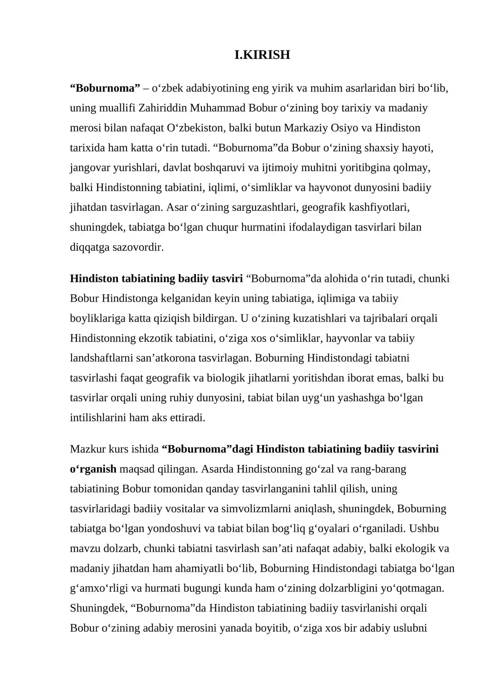 KURS ISHI: "Boburnoma"da Hindiston tabiatining badiiy tasviri 3