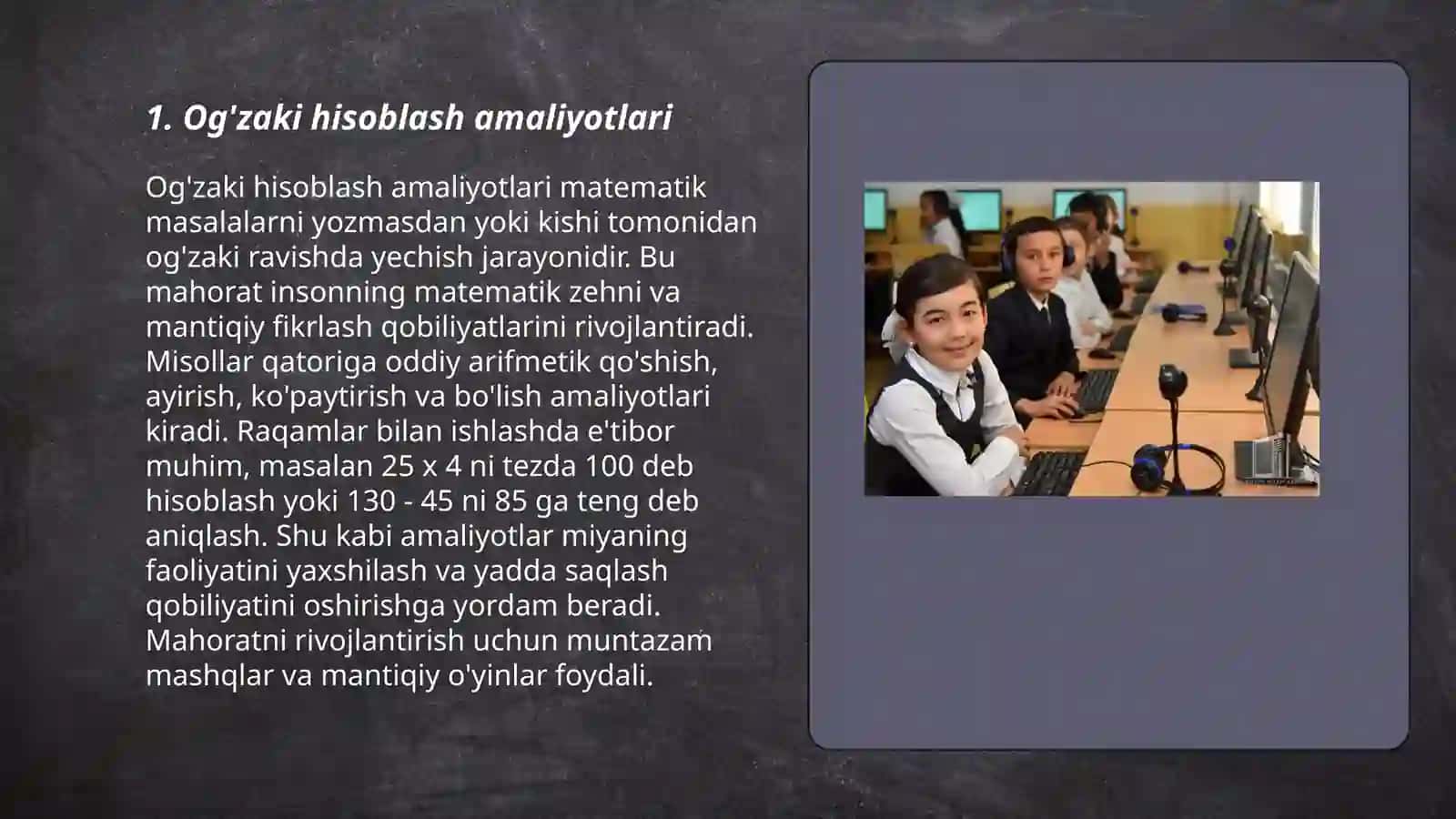 Og'zaki hisoblash amaliyotlari 3