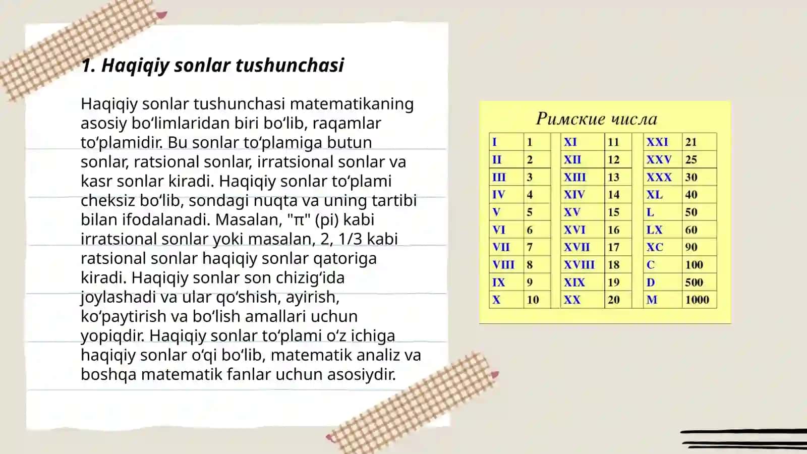 Haqiqiy sonlar va ular ustida arifmetik amallar bajarish 3