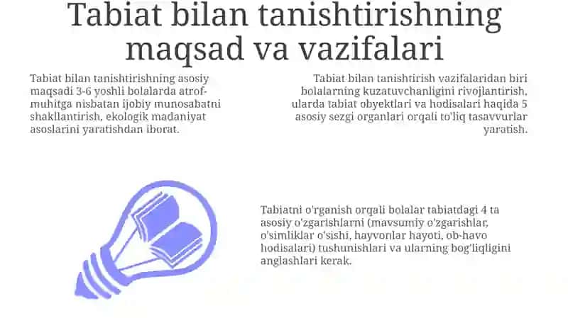 Ilk qadam davlat dasturida tabiat bilan tanishtirish mazmuni 3