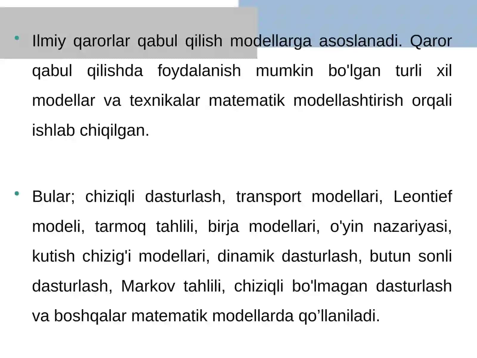 Ilmiy tadqiqotda matematik modellashtirish usullari 3