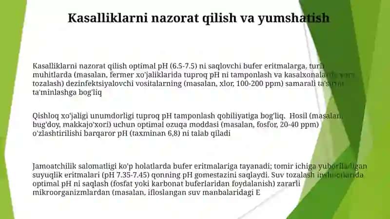 Bufer eritmalarni xalq va qishloq xojaligidagi ahamiyati 3