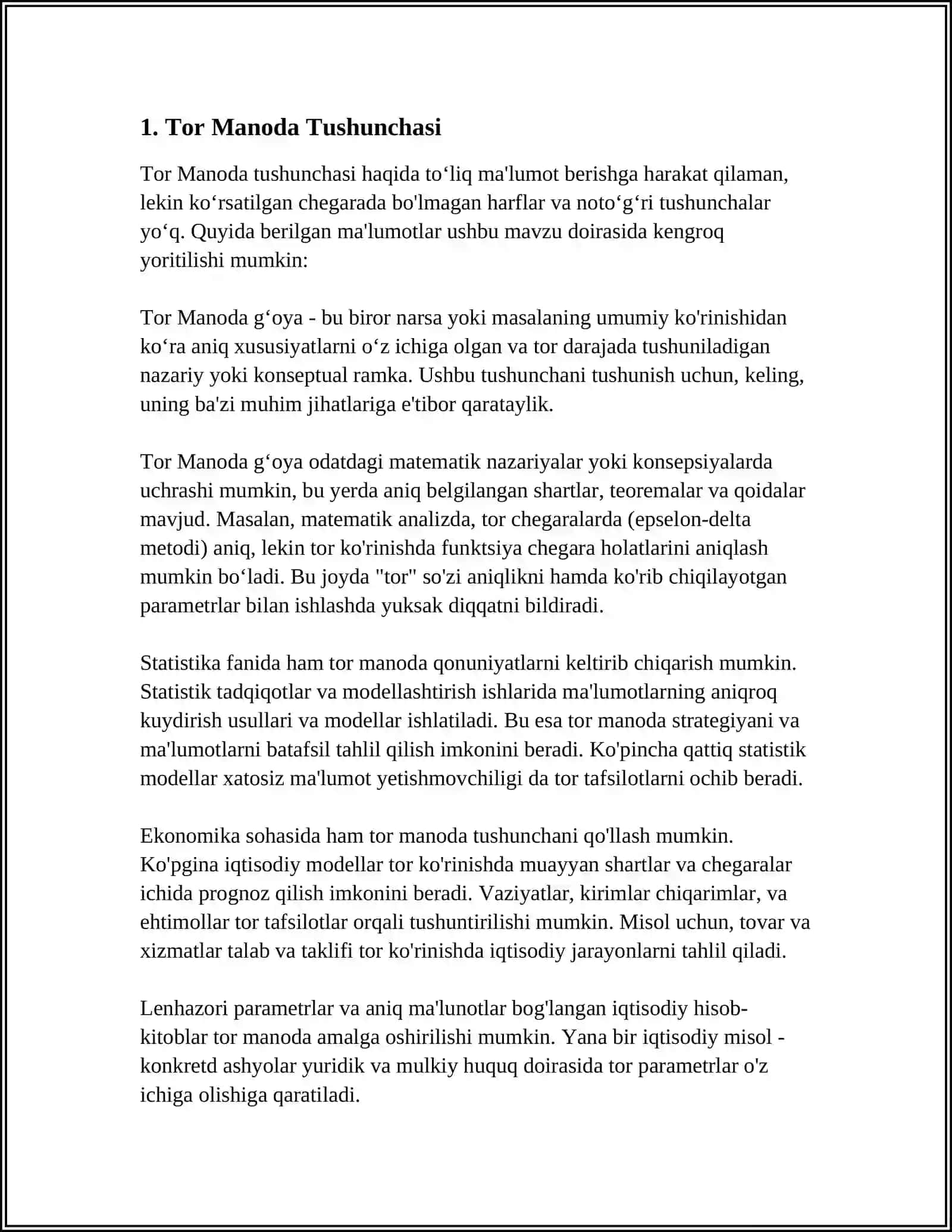 Tor Manoda va Keng Manoda Eksprement Sozining Tushunchasi. Muammoning Amaliy Jihattan Organish Mohiyati 3
