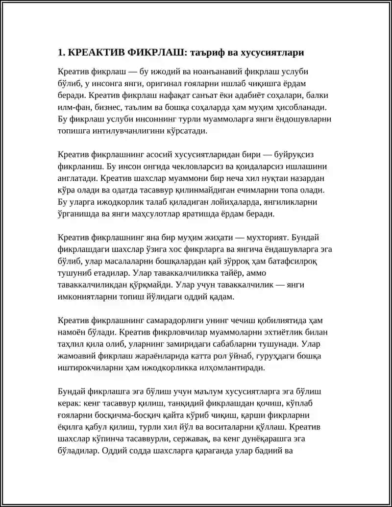 КРЕАКТИВ ФИКРЛАШ ВА УНИНГ АФЗАЛЛИКЛАРИ 3