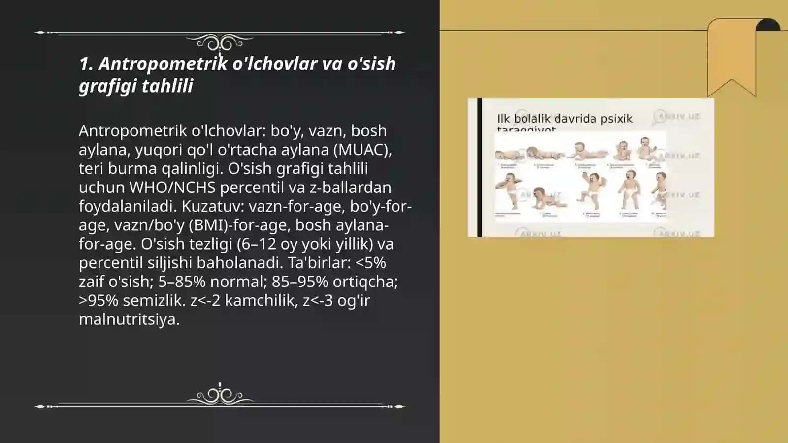 Antropometrik o'lchovlar va o'sish grafigi tahlili 3