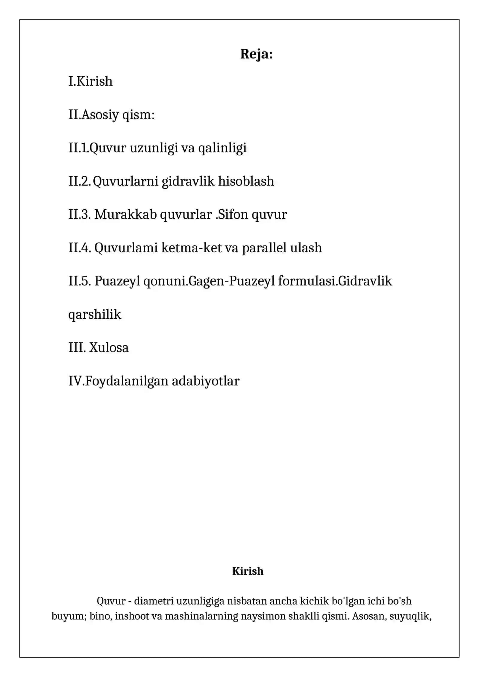 Quvur uzunligi bo’yicha tazyiqni kamaytirish (Puazeyl formulasi) 3