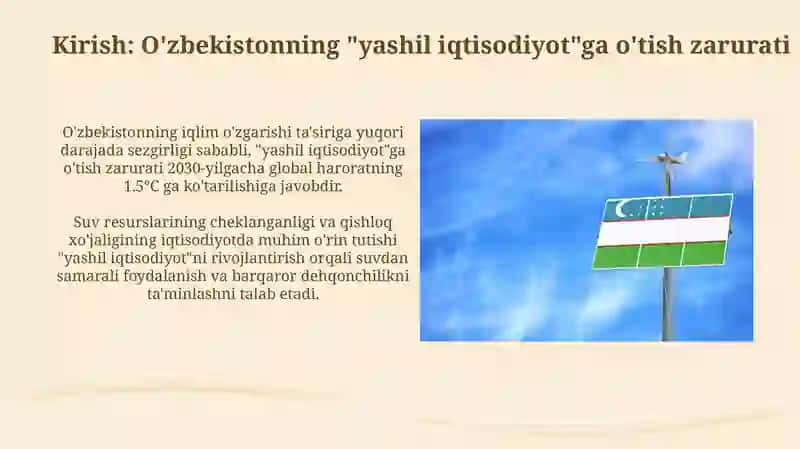 Oʻzbekistonning yashil iqtisodiyotga oʻtishida davlat iqtisodiy siyosati 3
