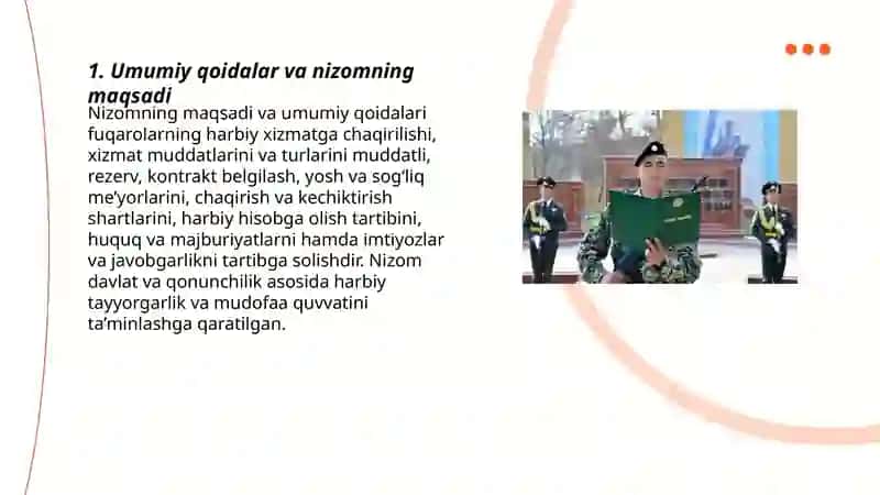 Oʻzbekiston Respublikasi fuqarolarning harbiy hizmatni oʻtash tartibi toʻgʻrisidagi nizomi 3