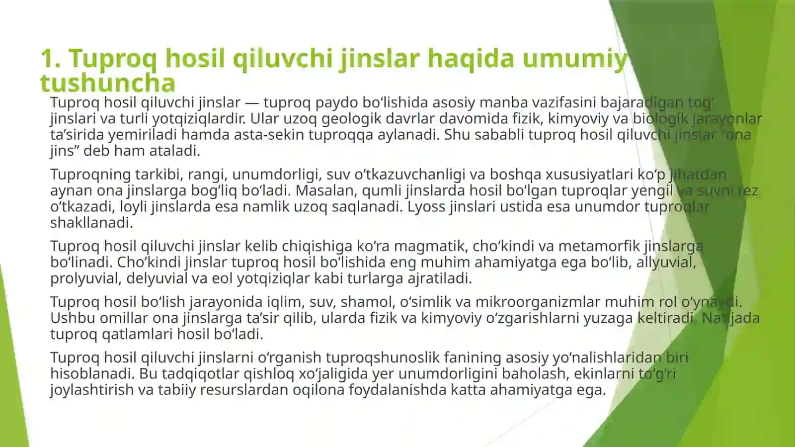 Tuproq hosil qiluvchi jinslar tadqiqoti usullariga asosiy tushunchalar 3