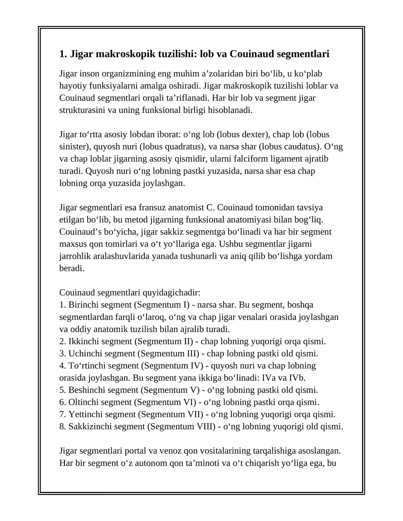 JIGAR, ME’DA OSTI BEZI: TUZILISHI, TOPOGRAFIYASI, YOSHGA QARAB O‘ZGARISHI 3