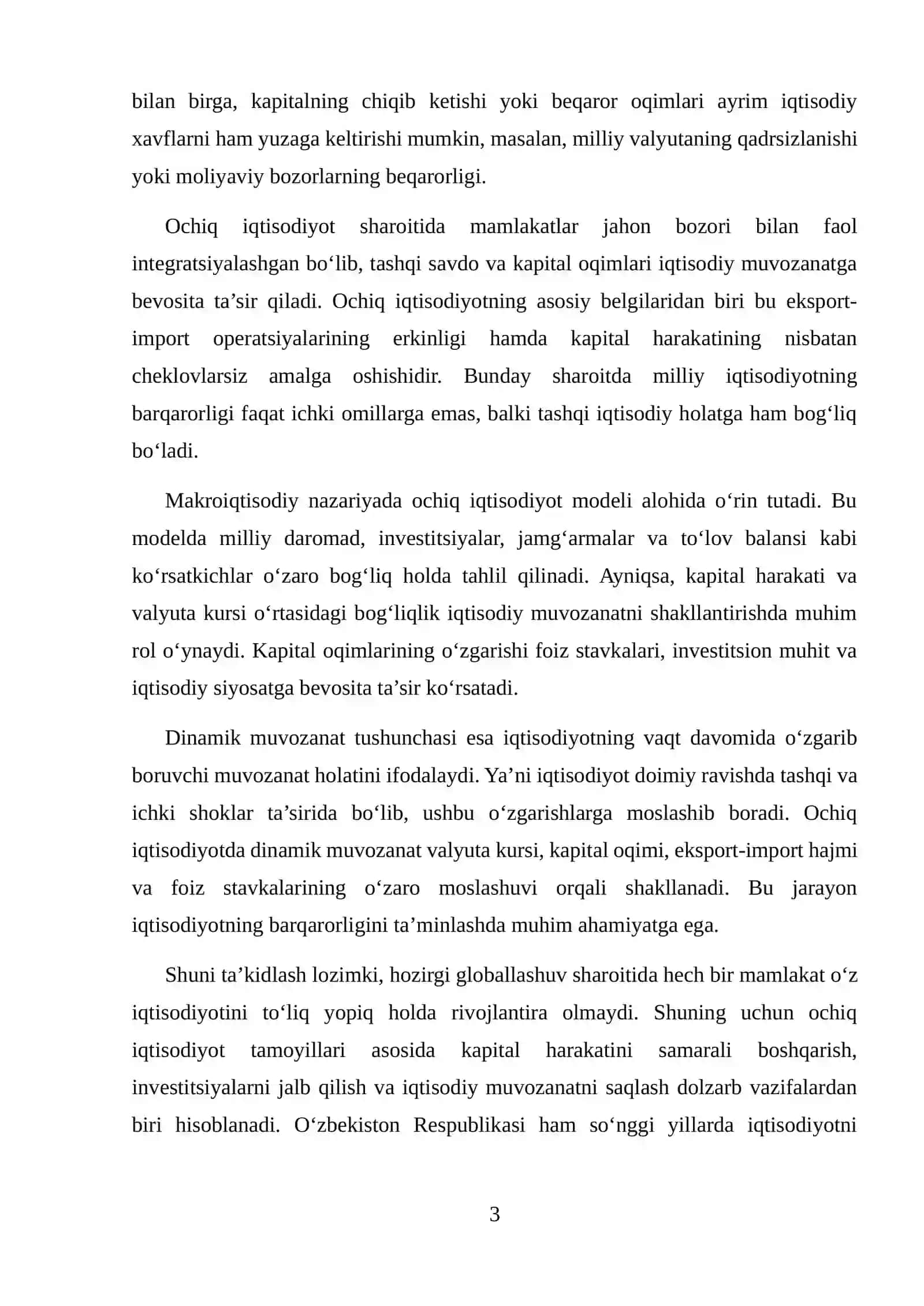 KAPITALNING HARAKATI VA OCHIQ IQTISODIYOTDA DINAMIK MUVOZANAT 3