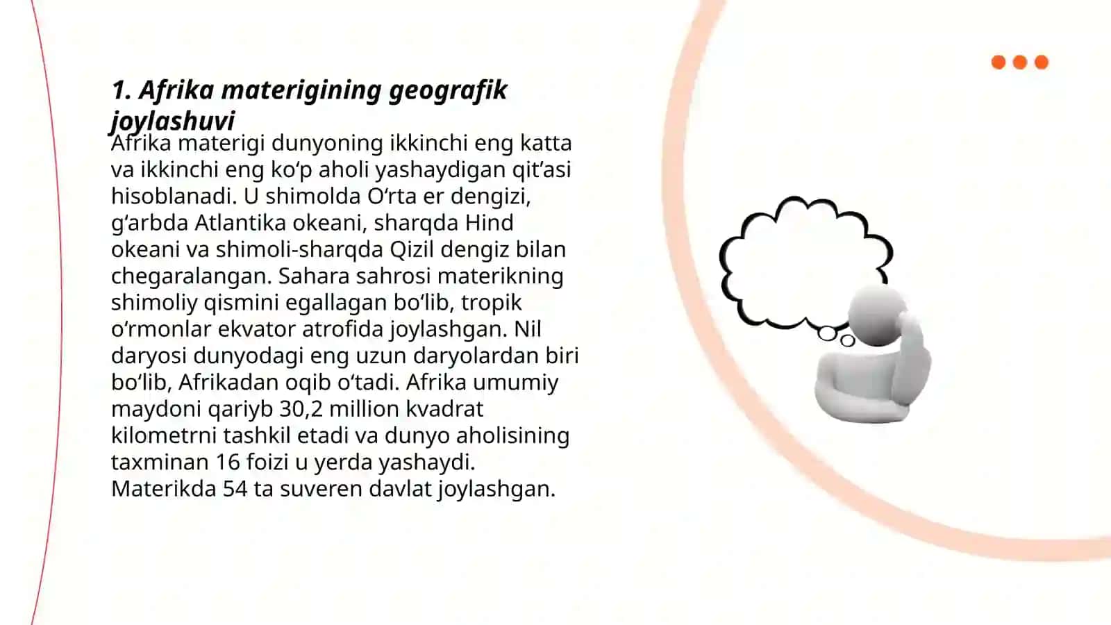 Afrika materigi geografik oʻrni, okean qismlari, chekka nuqtalarining o'ziga xosligi 3