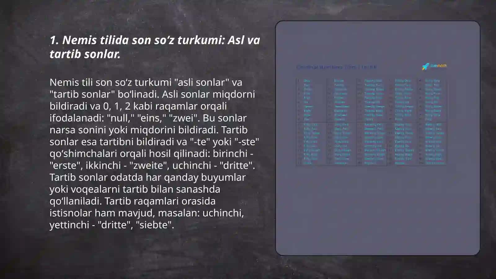 Qiyoslanayotgan tillarda son va sifat soʻz turkumlari tipologiyasi (nemis tili va oʻzbek tillarida) 3