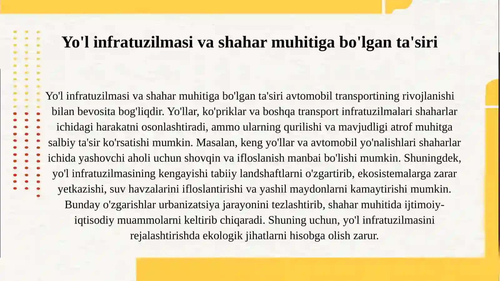 Avtomobil transportini atrof muhitga va aholiga ta'siri 3