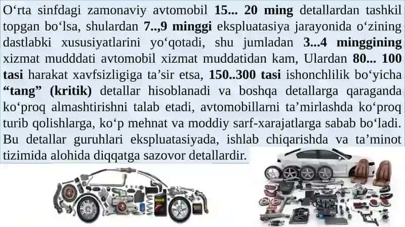 Avtomobillarning texnik holati va ishlash qobiliyatini ekspluatatsiya jarayonida o’zgarishi 3
