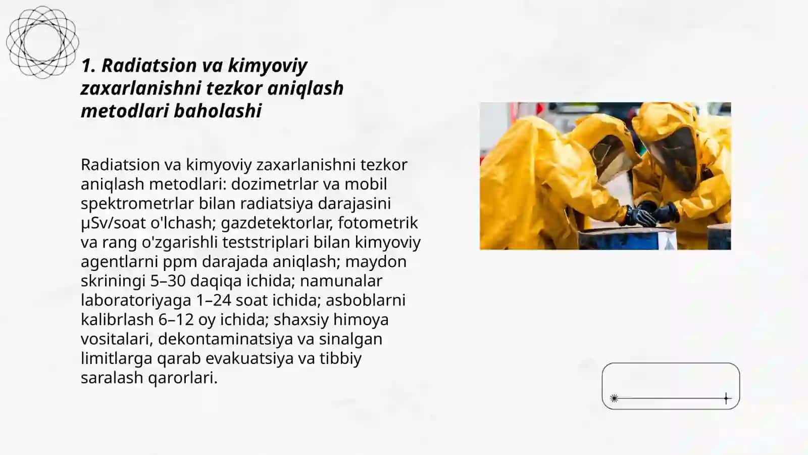 Favqulodda vaziyatlarda radiatsion, kimyoviy vaziyatlarni baholash 3