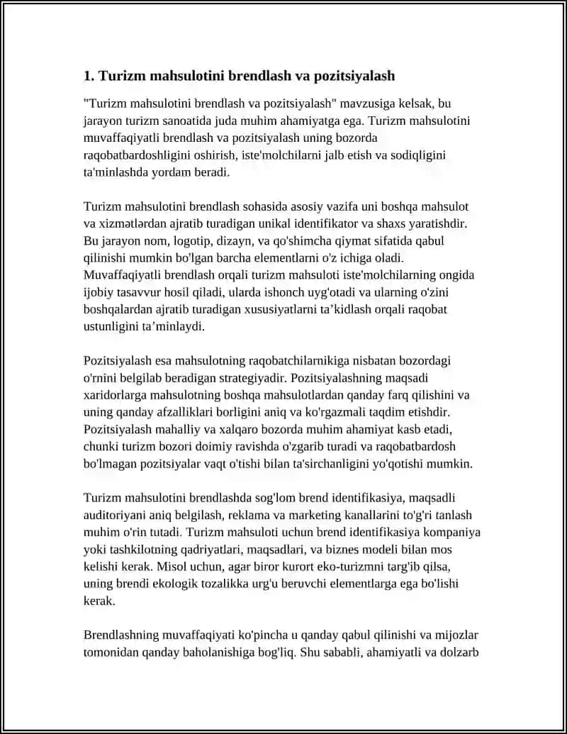 TURIZM MAHSULOTI REKLAMASI 3