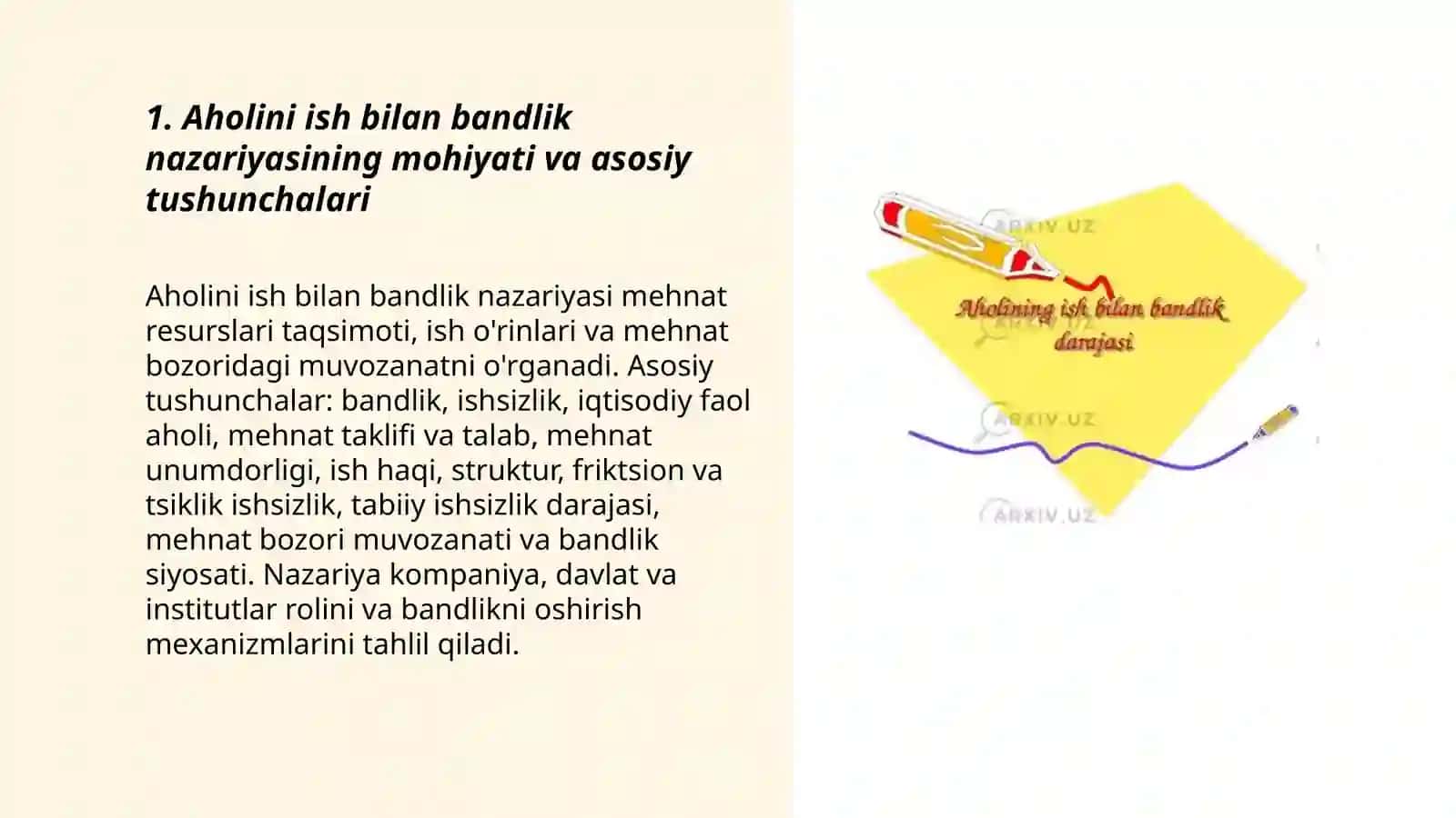 Aholini ish bilan bandlik nazariyalari va ularni amalda qo‘llash, aholi ish bilan bandligining shakllanishi va mohiyati 3