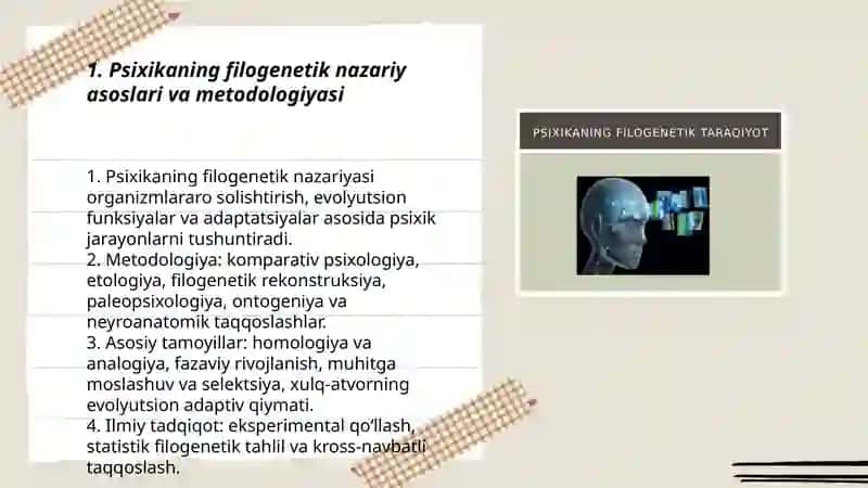 Psixikaning filogenetik taraqqiyoti mavzusi boʻyicha seminar darslarini loyhalashtirish 3