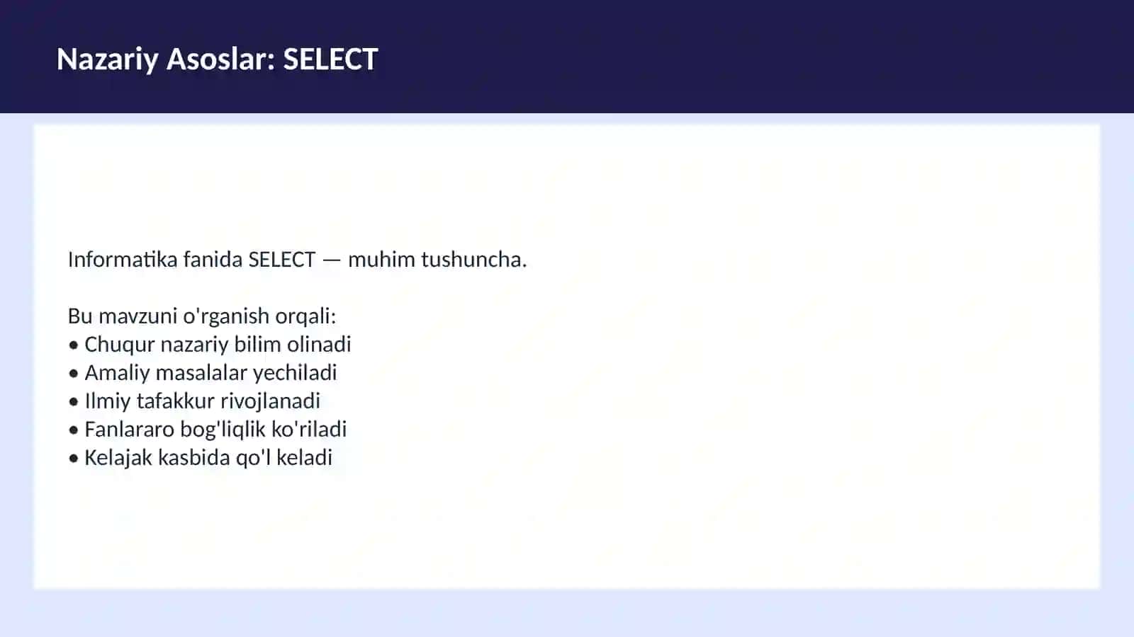 O'qituvchilar va talabalar uchun dars ishlanma 3