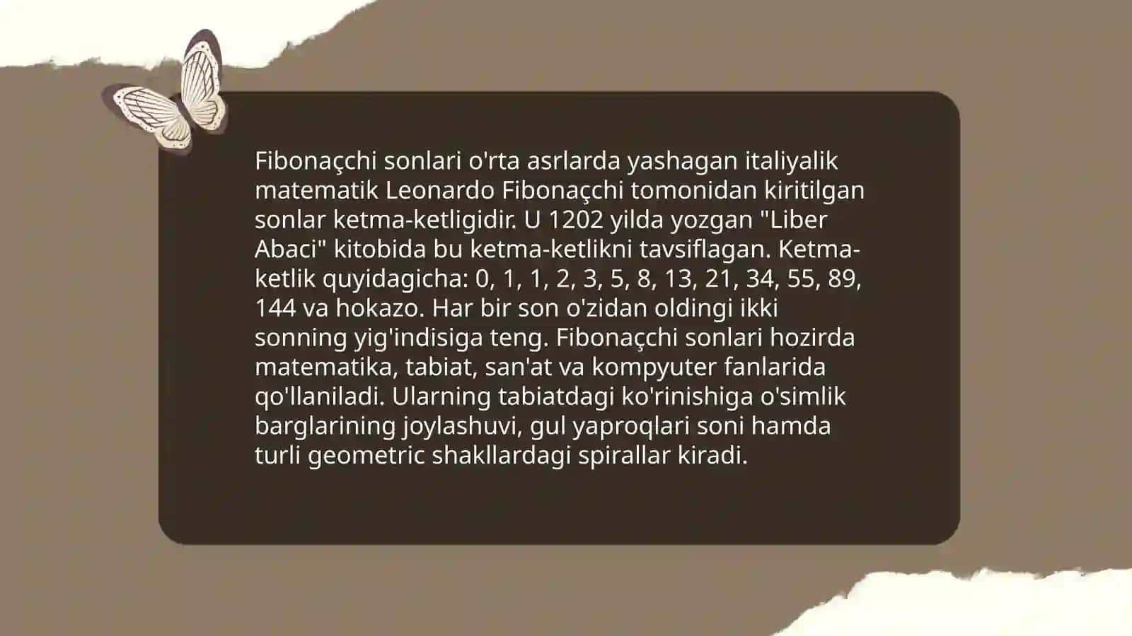 Fibonachchi sonlari 3