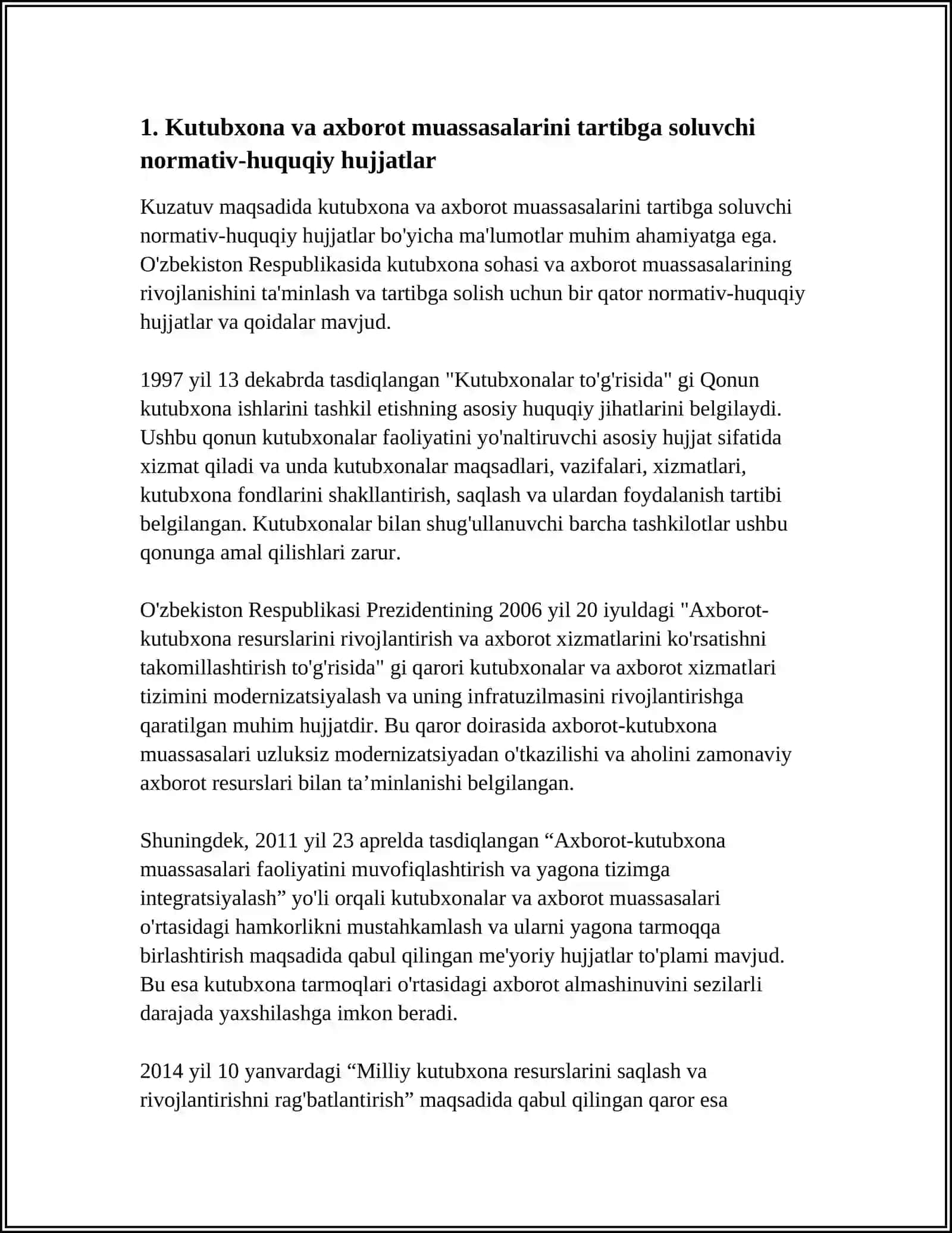 Kutubxona Axorot Muassalarida Kadrlar Siyosatini Amalga Oshirishning Huquqiy Asoslari 3