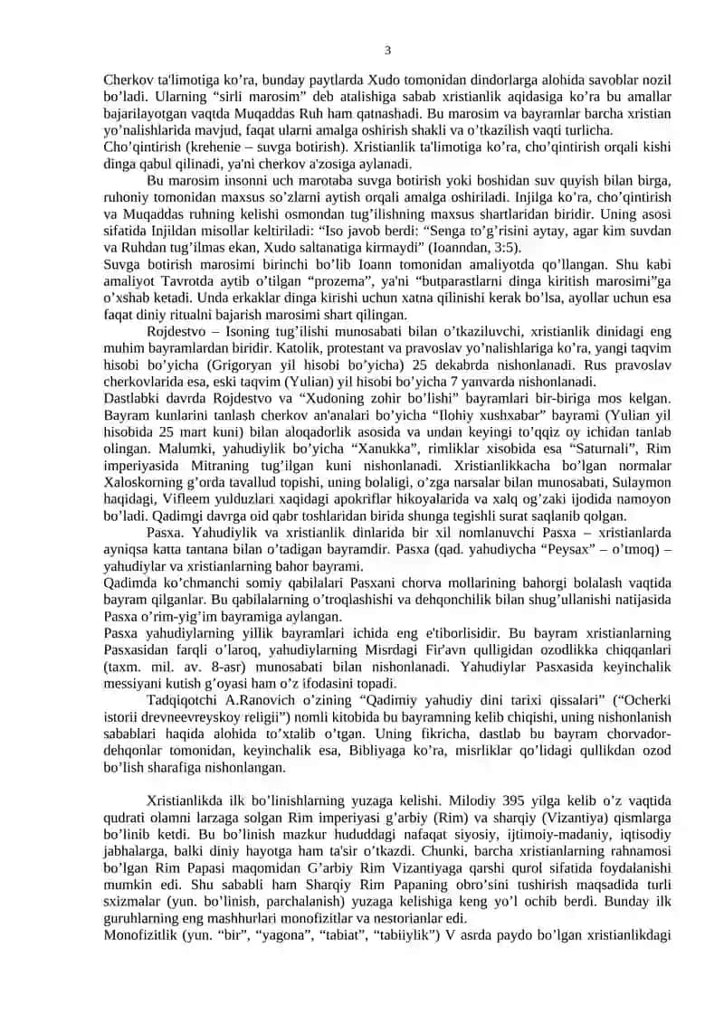 Xristianlik tarixi, ta'limoti va marosimlari 3