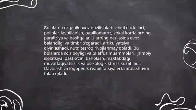 Organik ovoz buzilishlarining bola nutqiy va psixik rivojlanishiga ta'siri 3